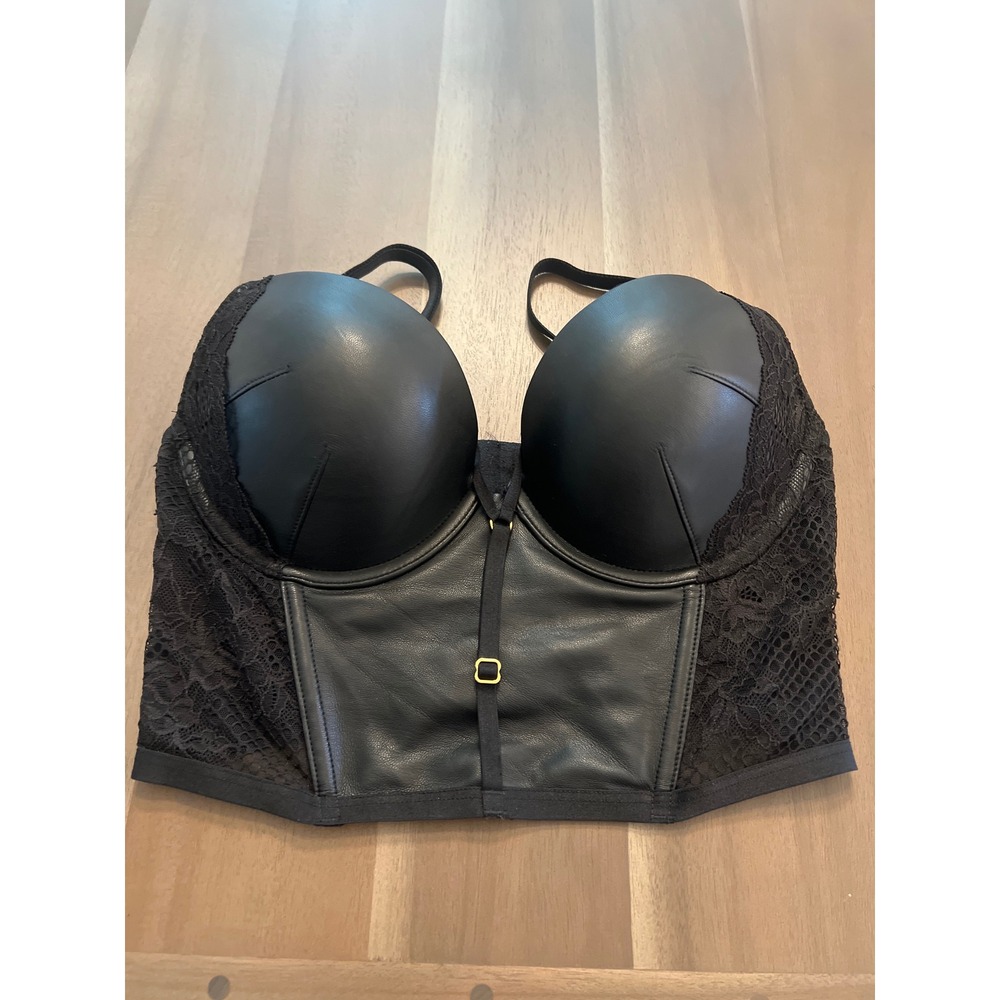 Victoria's Secret Very Sexy Push Up Faux Leather & Lace‎ Longline Bustier Corset